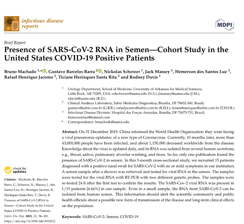 UrologyUAMS's tweet photo. Dr. Bruno Machado (@bmachadomd) &amp;PGY-4 Dr. Nick Scherzer (@Scherzer_Nick) enlightening study on the presence of SARS-CoV-2 RNA in the semen of COVID+ patients has garnered 21 citations in less than 2 years!! #GoHogs @SCSAUA @AmerUrological @uamshealth
https://t.co/pUWOE2LlSO https://t.co/0lrOhfWmH3
