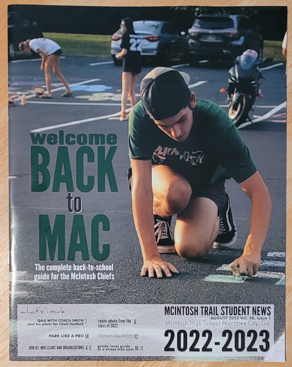 mcintosh_trail's tweet photo. ON NEWSSTANDS TOMORROW: The premeire issue of the McIntosh Trail newsmagazine dives into all things back to school. Featuring an interview with new Chiefs Head Coach Derek Smith. Welcome #BacktoMac
#mcintoshtrail #trackthetrail @MHS_Football39 @MHSFootball2017 @MHSChiefEvents https://t.co/7eotVXcorK