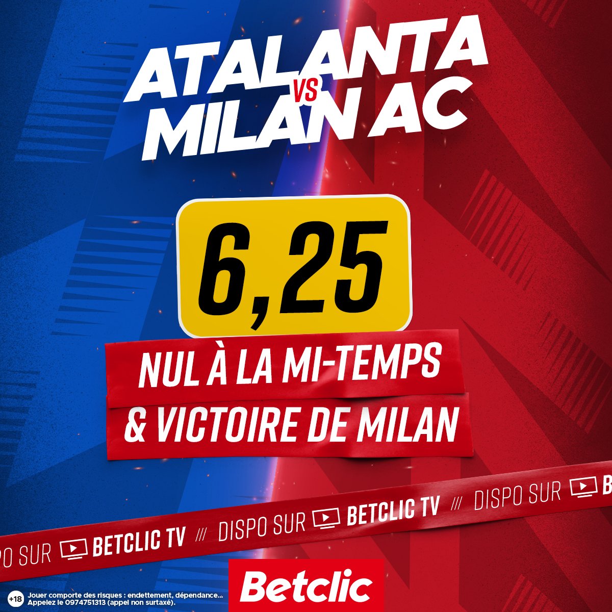 Betclic's tweet photo. 🔴⚫️ Milan attend la seconde mi-temps pour faire la différence face à la fameuse équipe de l'Atalante ? #ATAACM https://t.co/jPqL1IyqVR
