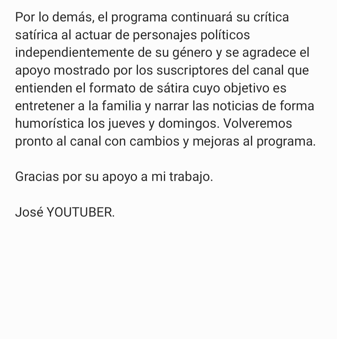 Reculó <a href="/soyjoseyoutuber/">José Valladares</a>, pero esta disculpa que ofrece no es motivo para que la <a href="/FGR_SV/">Fiscalía General de la República El Salvador</a> no emprenda investigaciones.

Esperamos el actuar pertinente de las autoridades contra <a href="/soyjoseyoutuber/">José Valladares</a> ya que su "sátira", como él la llama, no es más que agresión contra las mujeres