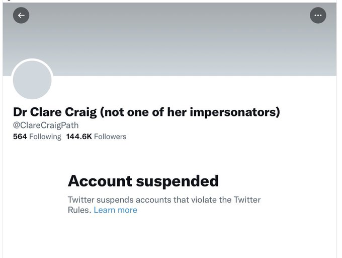 DrJBhattacharya's tweet image. Suspending @ClareCraigPath impoverishes the discussion about covid on @Twitter. The Twitter interns who made this decision do not know more about medicine or covid than she does.