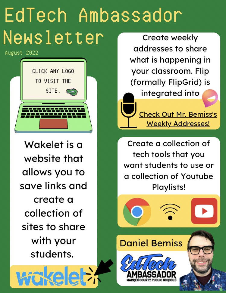 I'm going to start doing monthly or bimonthly EdTech Ambassador Newsletters for <a href="/DrakesCreekMS/">Drakes Creek Middle</a>. Today I am sharing <a href="/wakelet/">Wakelet 💙</a>. Feel free to check this out on Canva! #wcpstech #wcpsETA
canva.com/design/DAFJ5oj…