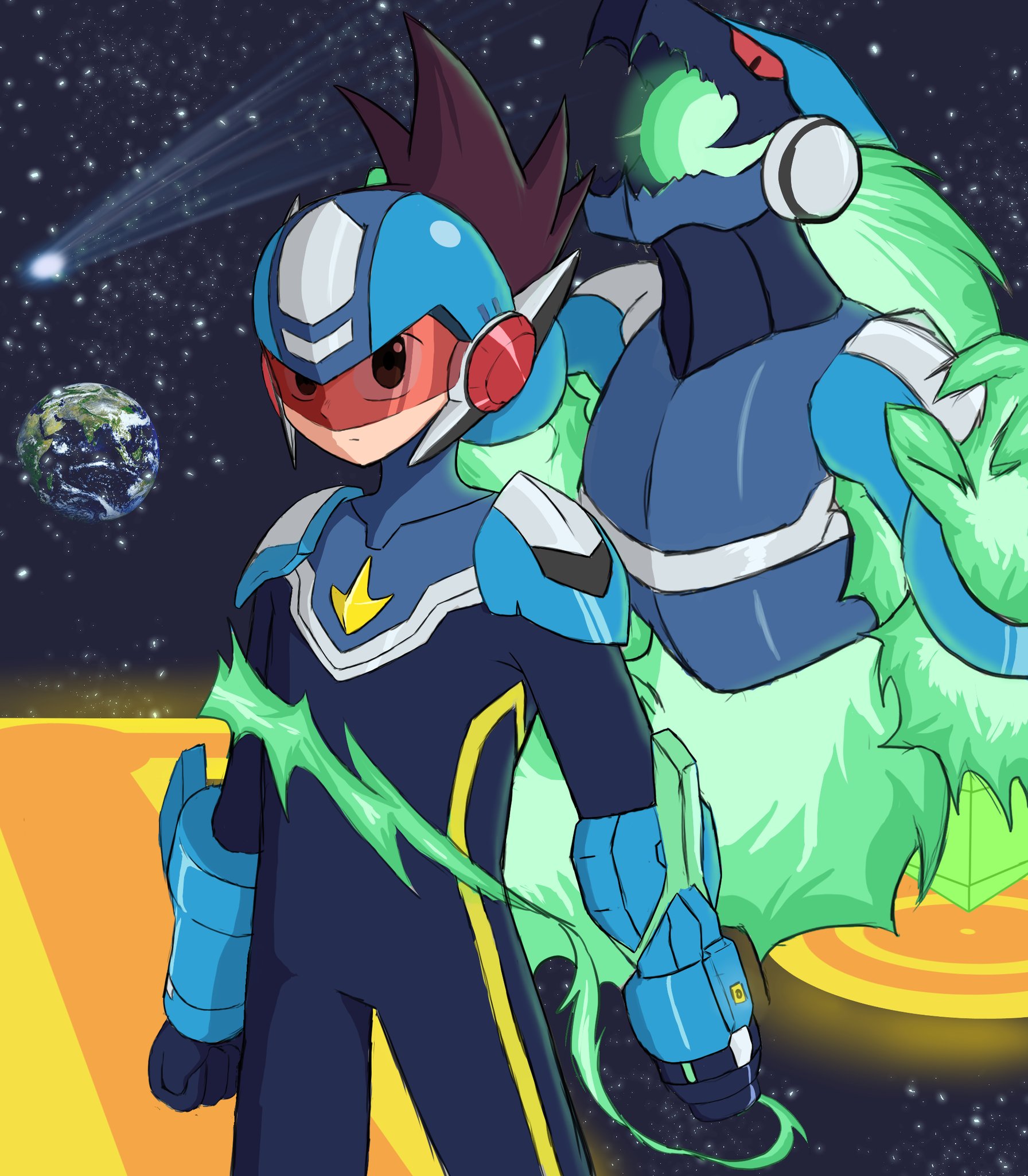 Melton Shooting Star Rockman Megaman Megamanxdive 流星のロックマン Drawing T Co Ldnu9yyar1 Twitter