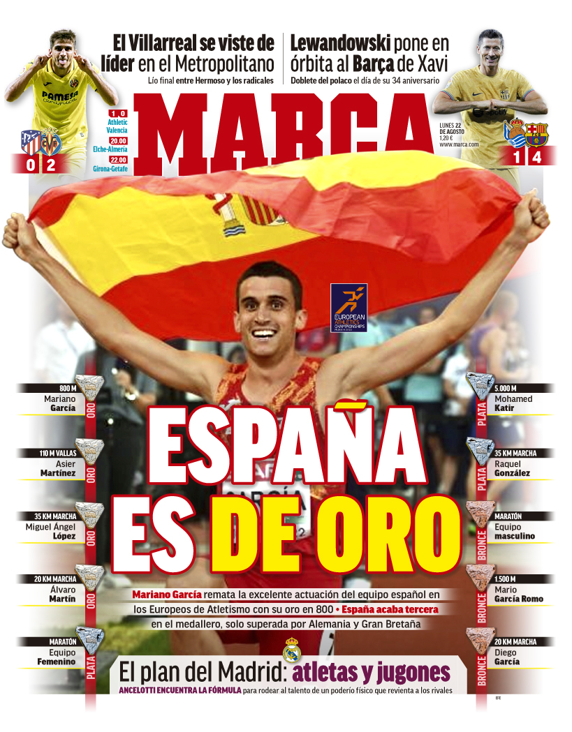 #LaPortada 𝐄𝐬𝐩𝐚𝐧̃𝐚 𝐞𝐬 𝐝𝐞 𝐎𝐑𝐎 🥇 

<a href="/marianoobst97/">Mariano García</a> remata la excelente actuación del equipo nacional en los Europeos de Atletismo: terceros en el medallero, sólo superados por Alemania y Gran Bretaña
