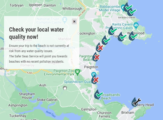 Sad to see its come to recommending against swimming in the bay due the the water quality. 
#Torbay <a href="/sascampaigns/">Surfers Against Sewage</a>