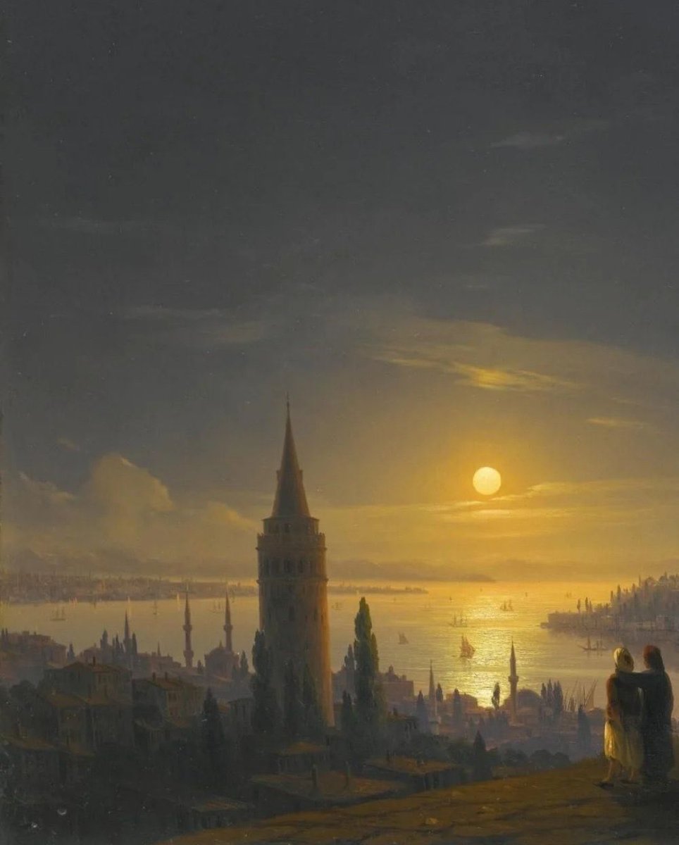 TamgaSanat's tweet photo. Ivan Ayvazovski’nin yaptığı “Ay Işığında Galata Kulesi” adlı yağlı boya tablosu. https://t.co/2z8TyZxGhO