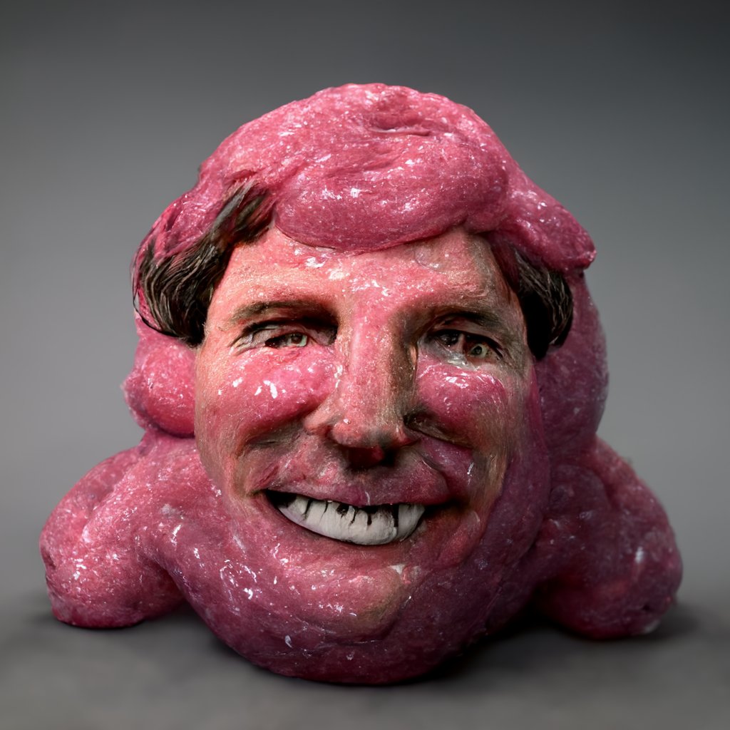 AutoLifehacker's tweet image. Sometimes the inside comes out.

Prompt: &quot;Tucker Carlson made of disgusting pink slime&quot; #PinkSlime #Monsters #TuckerCarlson #MidJourney #AI #AIArt #GenerativeArt