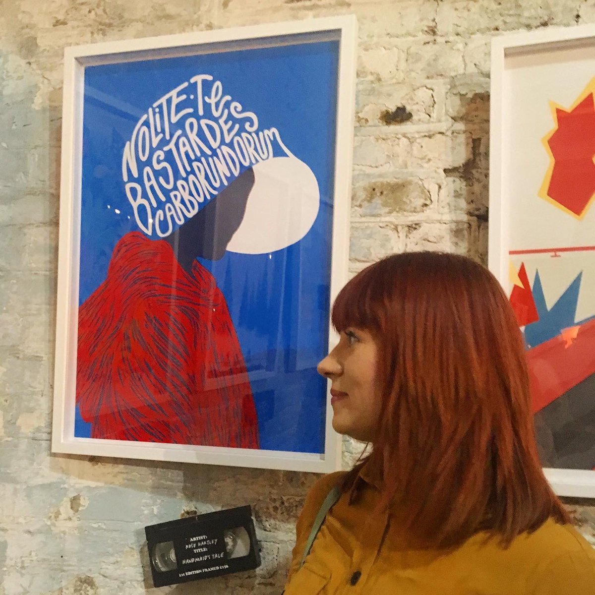rosedraws's tweet photo. Awwwh found old pics of me with my work at the @printclublondon Blisters exhibition! I still have a few of these Handmaids Tale inspired prints in my shop btw, half price rn 👍 #handmaidstale https://t.co/p5f2lfiWdB