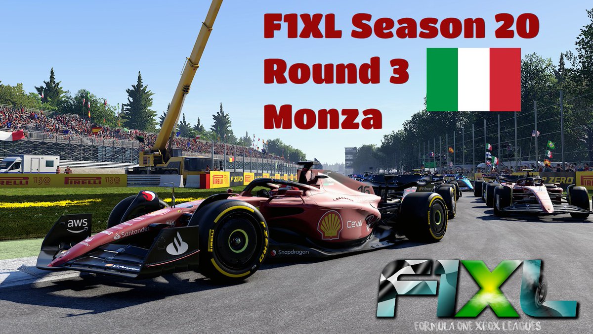 We are in Monza, Italy 🇮🇹 for round 3 of F1XL Tonight!
For the first time in F1XL history we have Sprint Qualifying!

Join us live at 9pm tonight for all the action👇

Division 1🎙️
<a href="/_Warder0/">Gareth Davies</a> &amp; <a href="/TchoukMaster22/">Olly Hughes 🏴󠁧󠁢󠁷󠁬󠁳󠁿🎙️</a> twitch.tv/f1xl

Division 2🎙️
<a href="/letsrats/">Starstel</a> twitch.tv/starstel