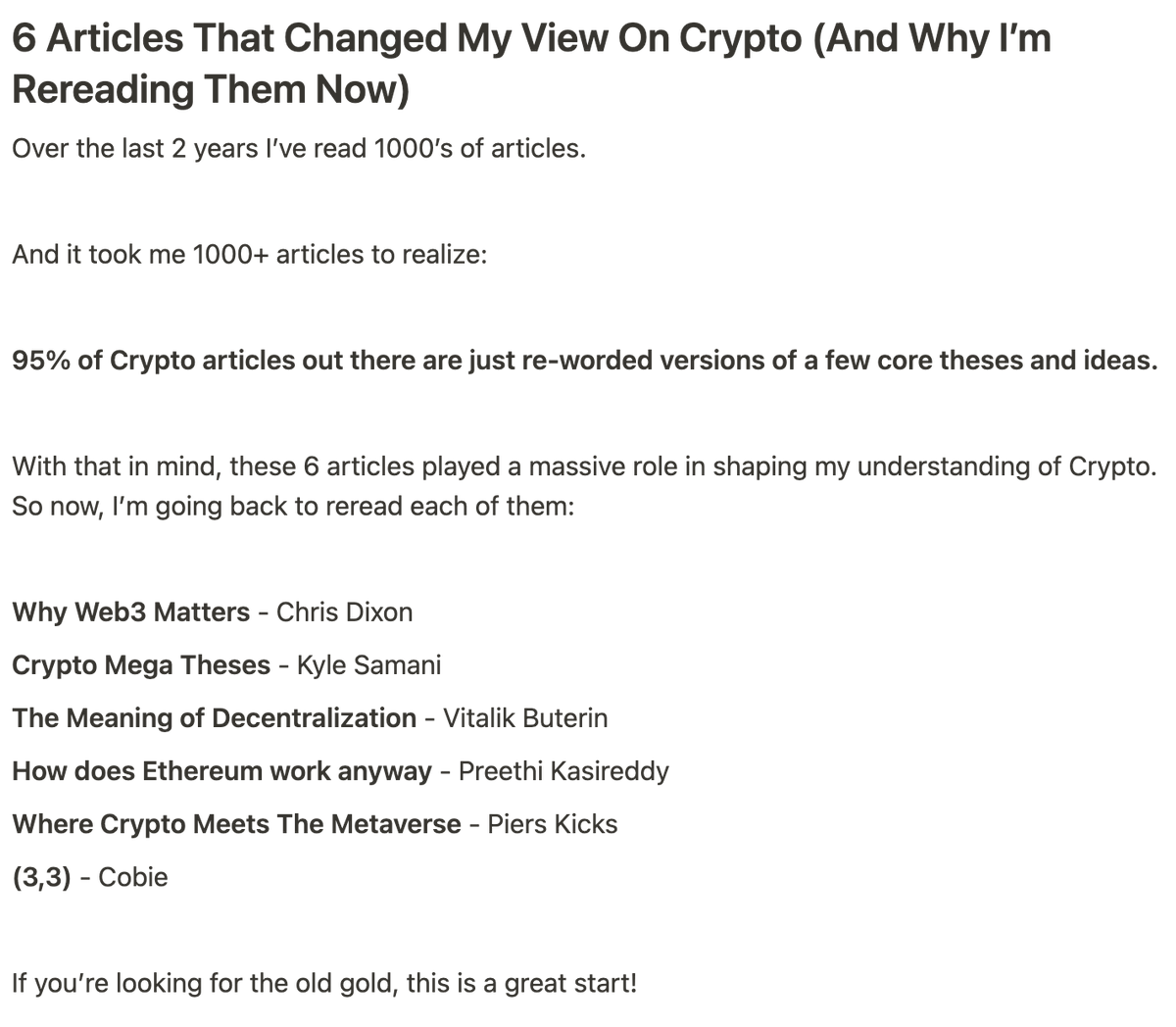 sabocrypto's tweet photo. 6 Articles That Changed My View On Crypto (And Why I’m Rereading Them Now): https://t.co/59IG6RoqdP