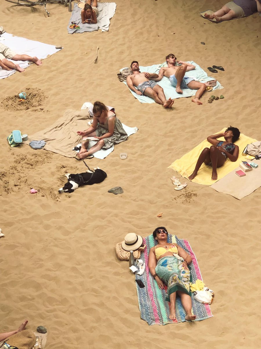 mikafilm's tweet photo. Saw SUN &amp; SEA today at Kaapelitehdas. The beach opera has been touring the world and is now here in Helsinki. It's visually just so fun as you get to peep at the singing sun worshippers and all the little details surrounding them. There was even a dog down there! #ARS22 https://t.co/JXKJhkKLGq