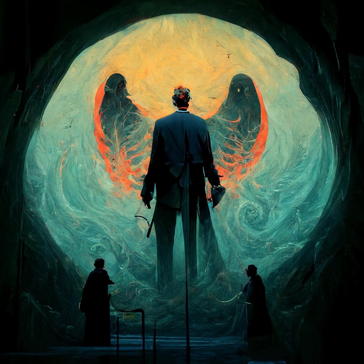 _greghousemd_'s tweet photo. Nowadays ai artworks are pretty popular so I tried “Dr House making a deal with a death angel” on Midjourney ai art generator. @shorez @PKBlake ❤️ https://t.co/6run55BTvJ