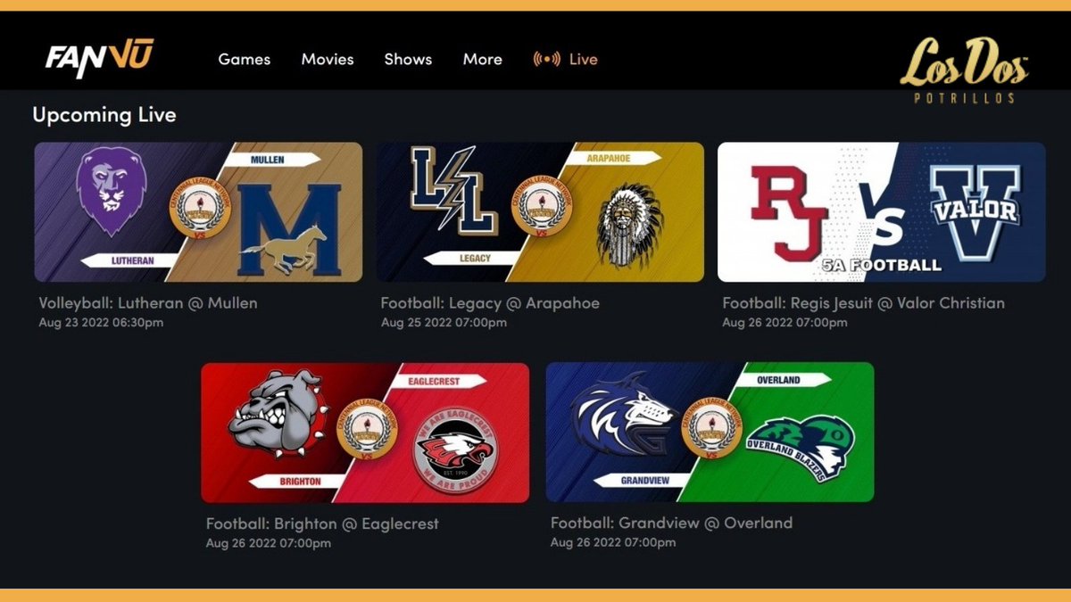 FanVū Sports (@fanvusports) on Twitter photo Your first Fall week of FanVū broadcasts coming up.
<a href="/Losdosmexrest/">Los Dos Potrillos</a> <a href="/CHSAA/">CHSAA</a> <a href="/coloradopreps/">Colorado Preps</a> Your first Fall week of FanVū broadcasts coming up.
<a href="/Losdosmexrest/">Los Dos Potrillos</a> <a href="/CHSAA/">CHSAA</a> <a href="/coloradopreps/">Colorado Preps</a>
