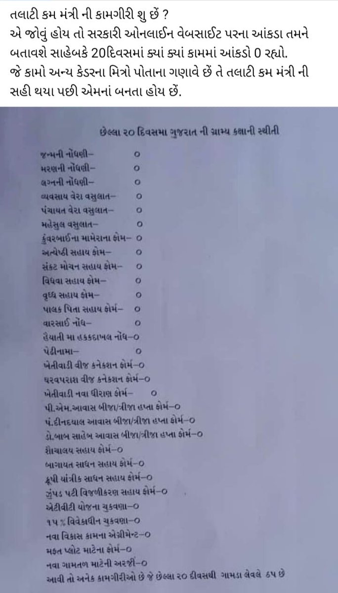 તલાટી કમ મંત્રી વિના સરકારી તંત્ર માં એક પાંદડું પણ ન હલી શકે તો હવે તો સમજો <a href="/CMOGuj/">CMO Gujarat</a>  <a href="/grtmm1/">ગુજરાત રાજ્ય તલાટી મંત્રી મહામંડળ (OFFICIAL)</a> <a href="/tcmgadhda/">ગઢડા તલાટી કમ મઁત્રી મંડળ</a> <a href="/Janak_Sutariyaa/">Janak sutariya</a> <a href="/devanshijoshi71/">Devanshi Joshi</a> 
#4400gradepayTcm