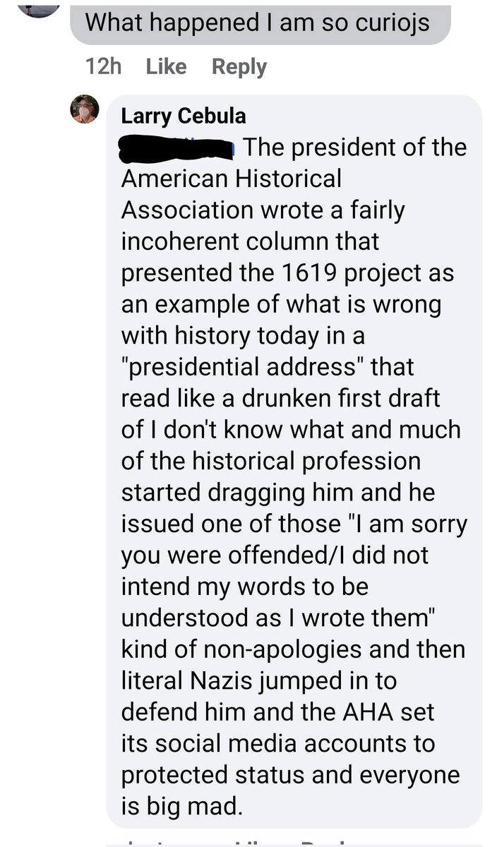 An English prof asked me to explain what is going on with all the historians in her feed and honestly I kind of nailed it.