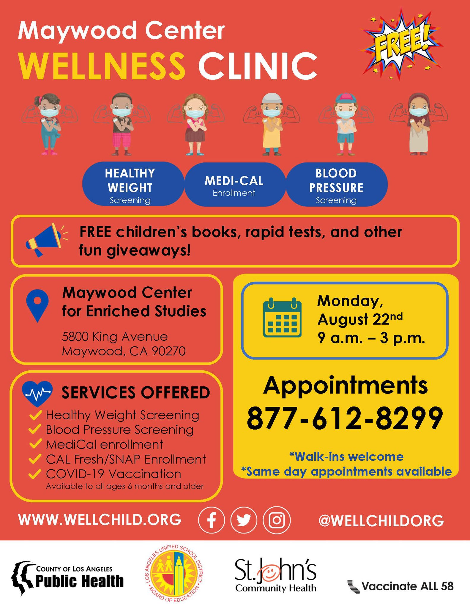 LA Public Health on Twitter "Maywood Center (5800 King Ave) is hosting a Wellness Clinic