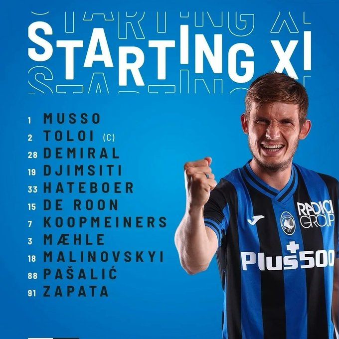 papantengah's tweet photo. STARTING XI!
#ABC1907 XI: Musso; Toloi, Djimsiti, Merih Demiral; Maehle, Koopmeiners, Roon, Hateboer; Pasalic, Malinovskyi, Zapata.
#ACM XI: Maignan; Calabria, Kalulu, Tomori, Theo; Bennacer, Tonali; Brahim Diaz, Leao, Messias; Rebic.
#SerieA https://t.co/eojqIjpo5g