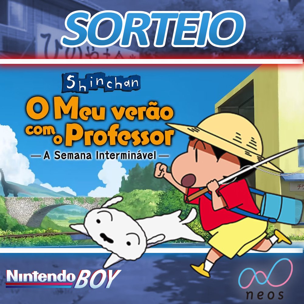 Em parceria com a Neos Corporation, o NintendoBoy irá sortear uma cópia digital de Shin Chan: O Meu verão com o Professor —A Semana Interminável— para Switch! Para participar:

• Siga <a href="/NewsNintendoboy/">NintendoBoy</a> e
<a href="/shinchan_summer/">@shinchan_summer</a>
• Marque um amigo nos comentários
• Fav+RT este Tweet