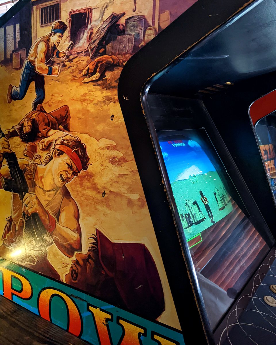 barcadenewark's tweet photo. What do you get when you combine Rambo and Arm Wrestling? A night out at Barcade Newark! ...or the 1987 Sylvester Stallone film, Over the Top!! #Barcade #Arcade #ArcadeBar #Newark #NJ #80s #1980s #Rambo #ArmWrestling #VideoGames https://t.co/hDLiKQ0sL6