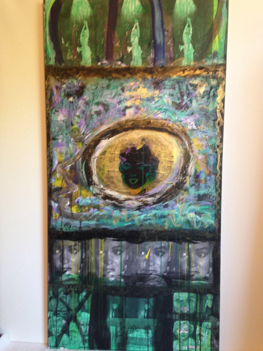 MBruniArt's tweet photo. Marilyn 1992/ Ech - mixed media - acrylic painting 150x75cm - https://t.co/qXBu3mWrMP https://t.co/5hV5pktrMk