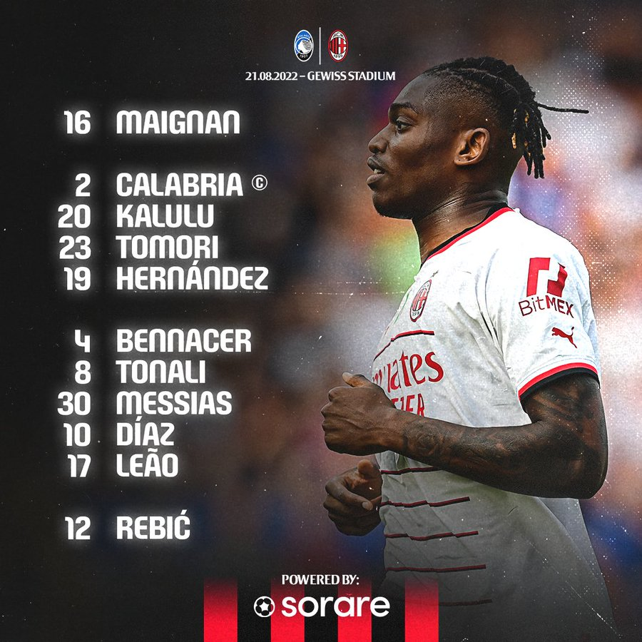 papantengah's tweet photo. STARTING XI!
#ABC1907 XI: Musso; Toloi, Djimsiti, Merih Demiral; Maehle, Koopmeiners, Roon, Hateboer; Pasalic, Malinovskyi, Zapata.
#ACM XI: Maignan; Calabria, Kalulu, Tomori, Theo; Bennacer, Tonali; Brahim Diaz, Leao, Messias; Rebic.
#SerieA https://t.co/eojqIjpo5g