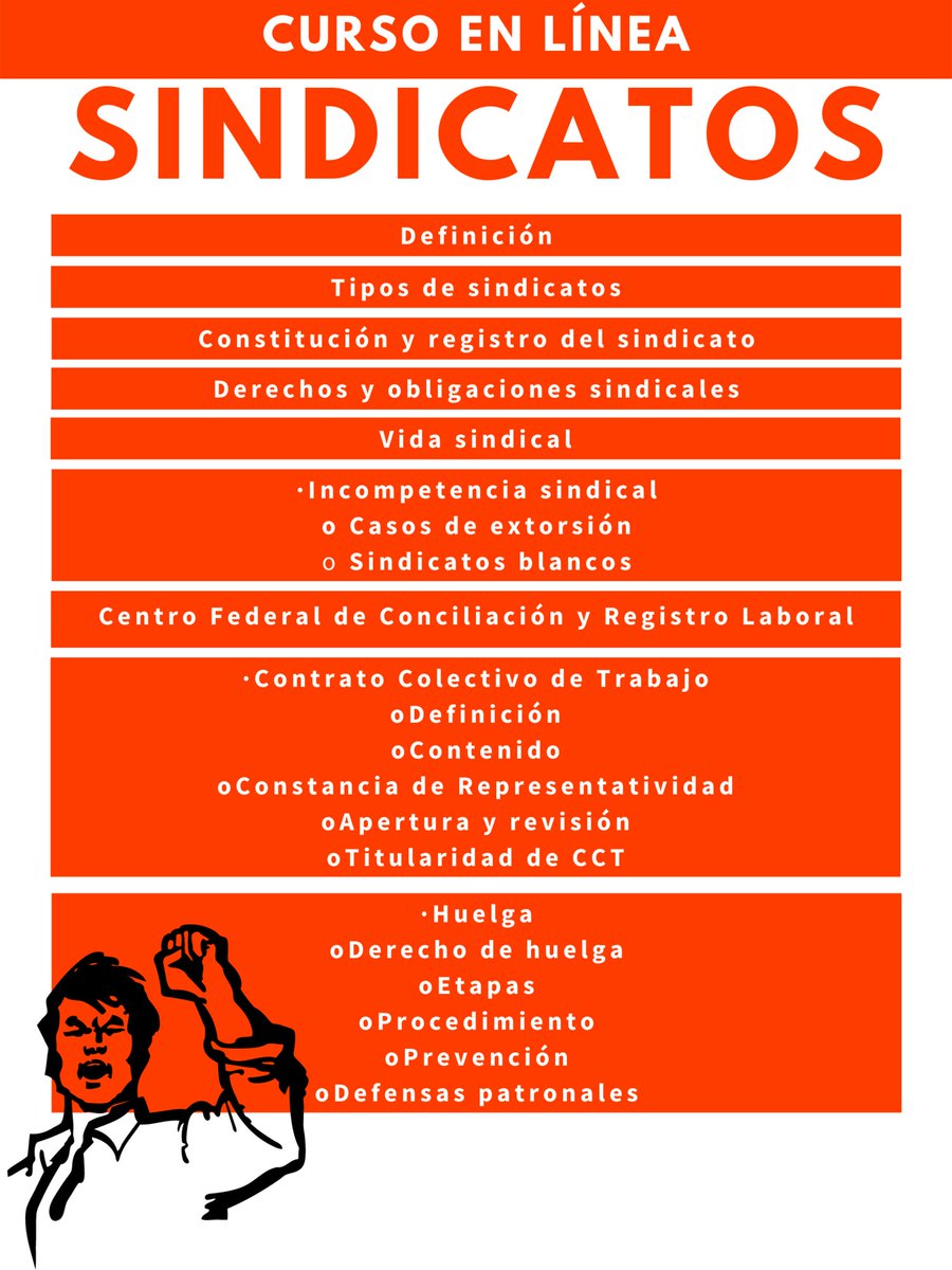 Curso en Línea: Sindicatos
3 de Septiembre de 2022
10% de descuento con el código VHSS3
Paga hasta en 18 meses sin intereses
Se otorgan 5 puntos ante CONARH
Tel. 5521209196
Whatsapp: 5566807726   postly.app/12th
postly.app/12ti