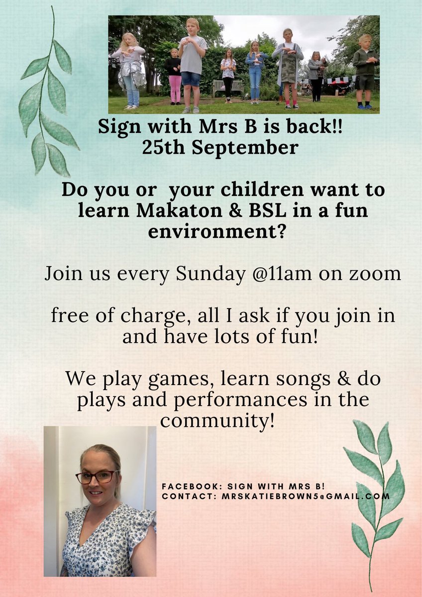 Katie_AlportUK's tweet photo. I’m restarting my makaton &amp; BSL group on the 25th September! All on zoom and free. Drop me a message if you want in! Children and Adults welcome. 

 @IvyHouseSchool 
@RWSchoolTutbury https://t.co/h2AUm6DLDw