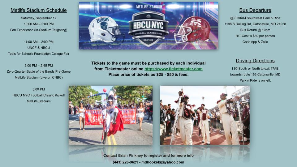 mdhookski's tweet photo. Rides available to the Game for HU students and friends. Alternate departure points available.  Brian Pinkney @ mdhookski@yahoo.com https://t.co/ja4LeawXkW
