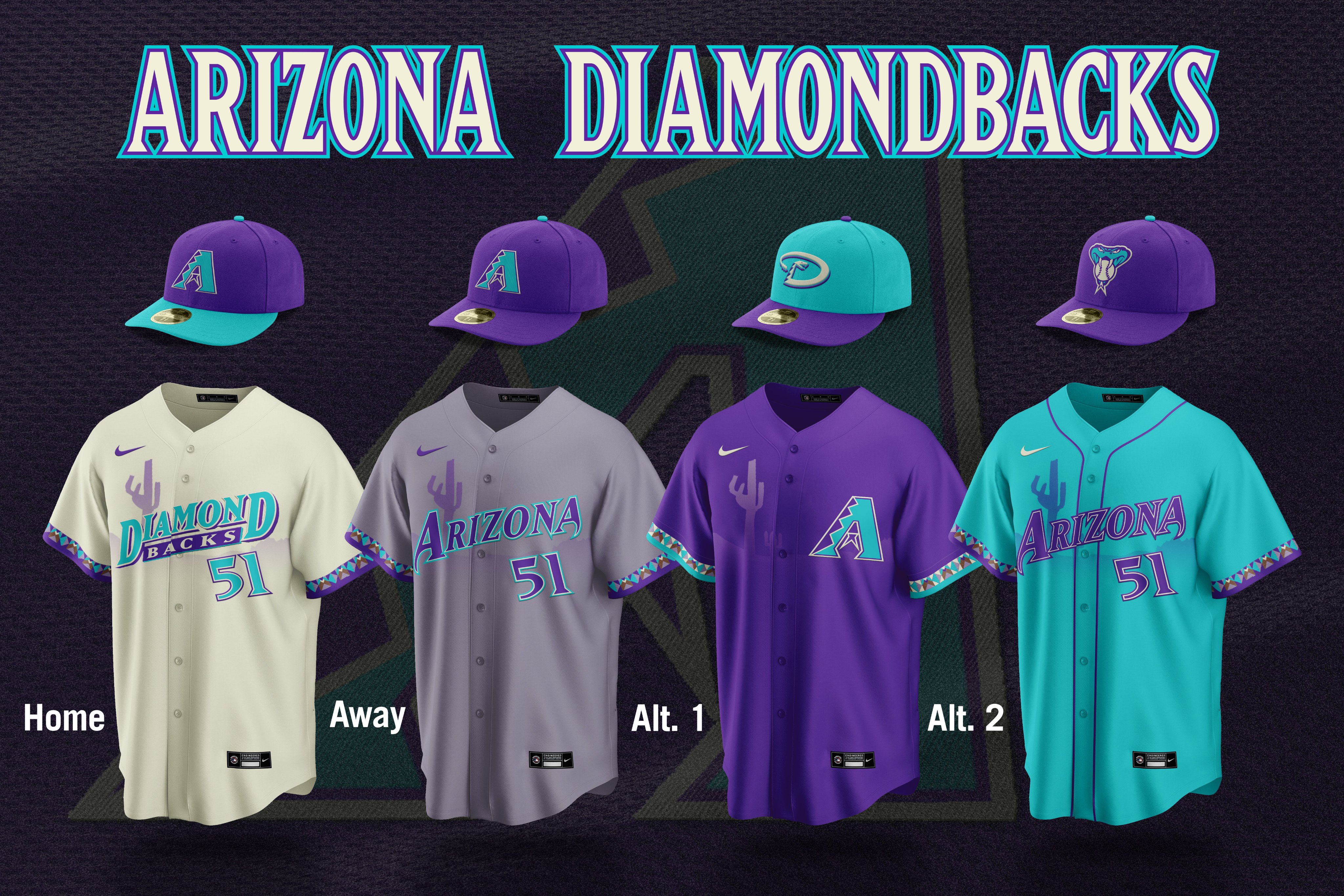 Z89Design on X: MLB Fix #4! The Diamondbacks had one of the best color  schemes ever, and it needs to return I brightened the original teal to  more of turquoise and designed