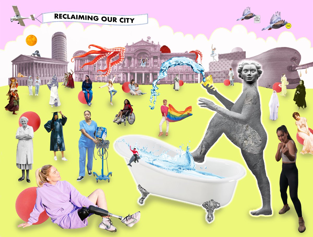 BM_AG's tweet photo. As part of Found Cities, Lost Objects: Women in the City, Lubaina Himid selected 3 Birmingham-based artists to create artwork for billboards in the city. Join Lubaina as she meets the artists @leahrhickey @HelenGrundy3 @round__lemon &amp; Haseebah Ali @BM_AG 2pm 23rd Aug
#BrumHour https://t.co/AQVImNgIWI