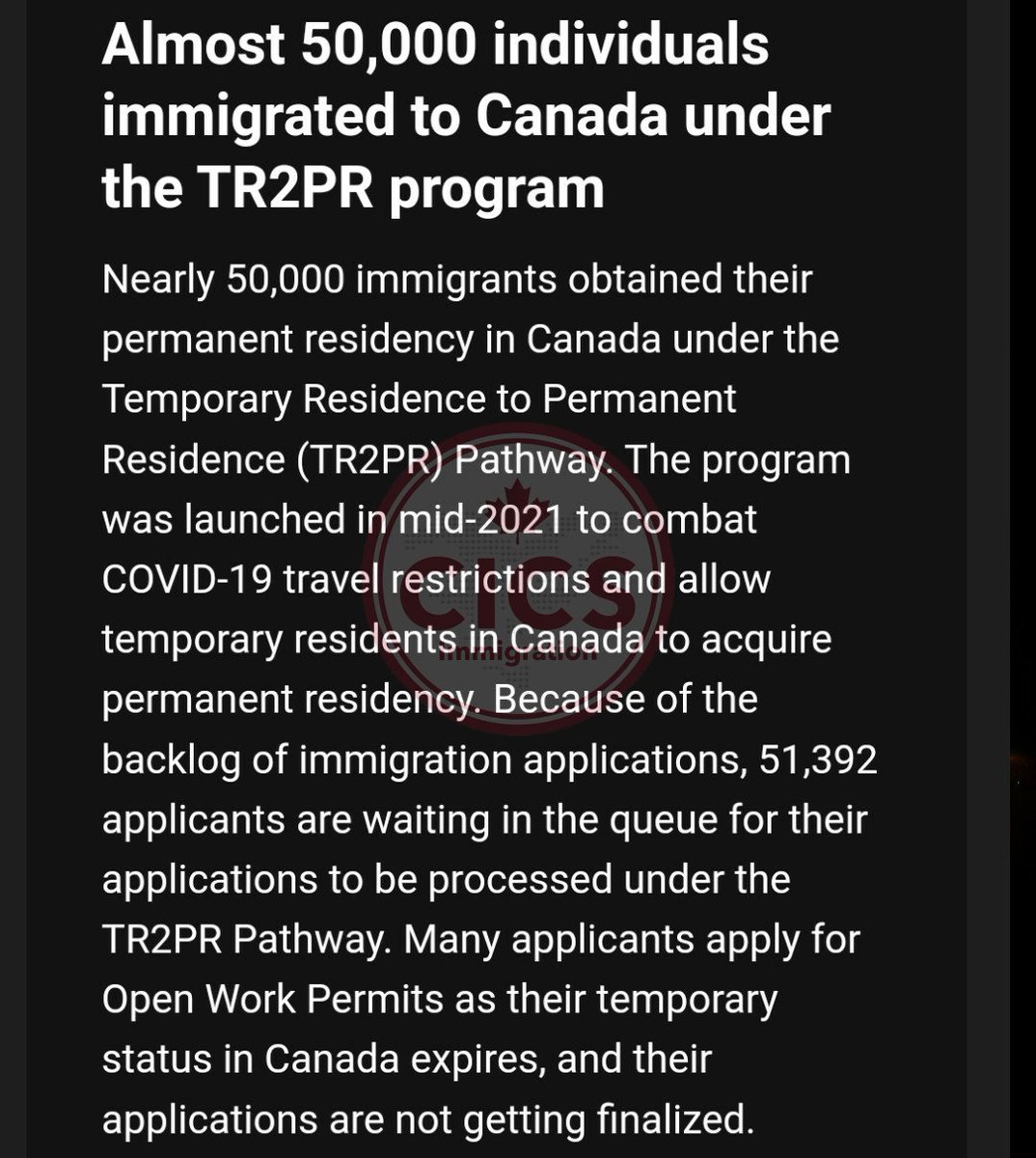 CICSImmigration's tweet photo. Canadian Immigration > TR2PR
https://t.co/cvzFkHFCBB
#TR2PR, #PR, #temporary_residents, #open_work_permit, #backlog, #cicsimmigration, #IRCC, #RCIC, #canadaimmigration, #immigrationcanada, #canadavisa https://t.co/C4UGbX7HTE