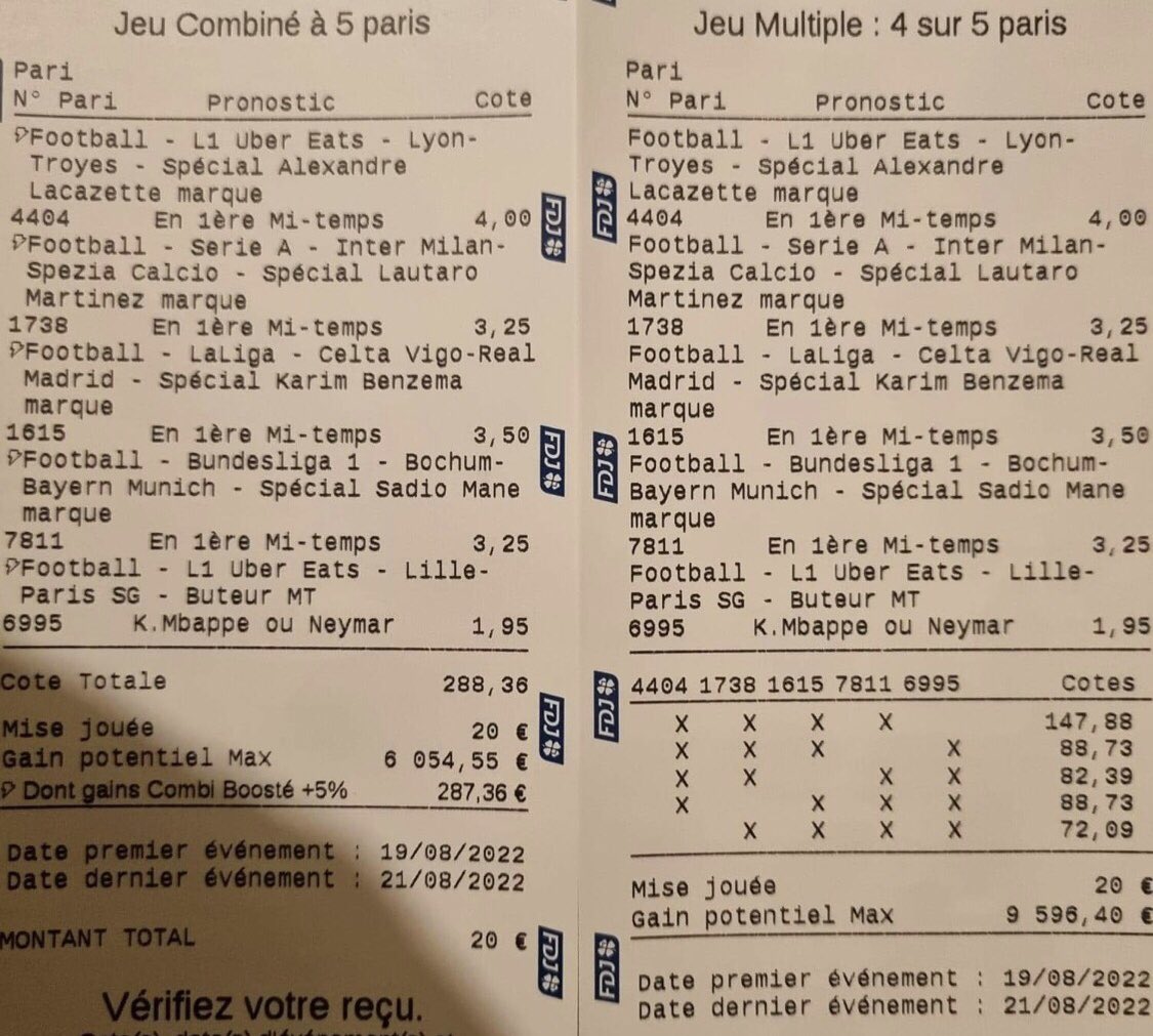 Pronosoft's tweet photo. 🔥 ALERTE TOP TICKET
Le mammouth du Forum Belek15 a frappé fort en validant ces 2 tickets « buteurs en 1ère MT » dès la 1ère minute du dernier match concerné avec Mbappé !
PLUS DE 15 000 € de gains !!! 💪
@ParionsSport #TopTicket @nou_pronosoft https://t.co/nSWmRj9nwl