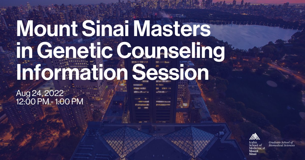 We invite you to join us to learn more about Mount Sinai Masters in Genetic Counseling program, including information about our balanced and cutting edge curriculum, varied fieldwork, and robust clinical research opportunities. Register here: mshs.co/3P1j6Cw
