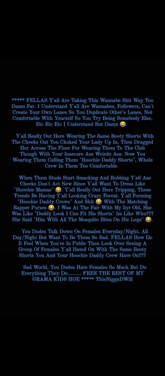 DamnDwillTatted's tweet photo. You Dudes Be Taking These Trends Too Damn Far, It Can't Be That Serious...... #ThisNiggaDWill https://t.co/dPuGDPVjHn