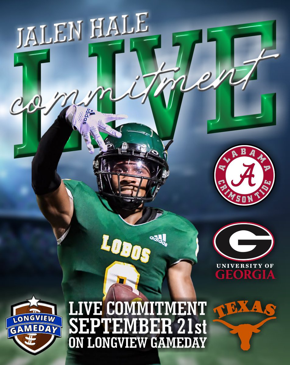 ETX_Gameday's tweet photo. One month away. Where do you think @JalenHale8 will choose? @AlabamaFTBL @GeorgiaFootball @TexasFootball @247Sports @espn @on3 @GHamilton_On3 @samspiegs @justinwells2424 #txhsfb https://t.co/JqLqyQAvIF