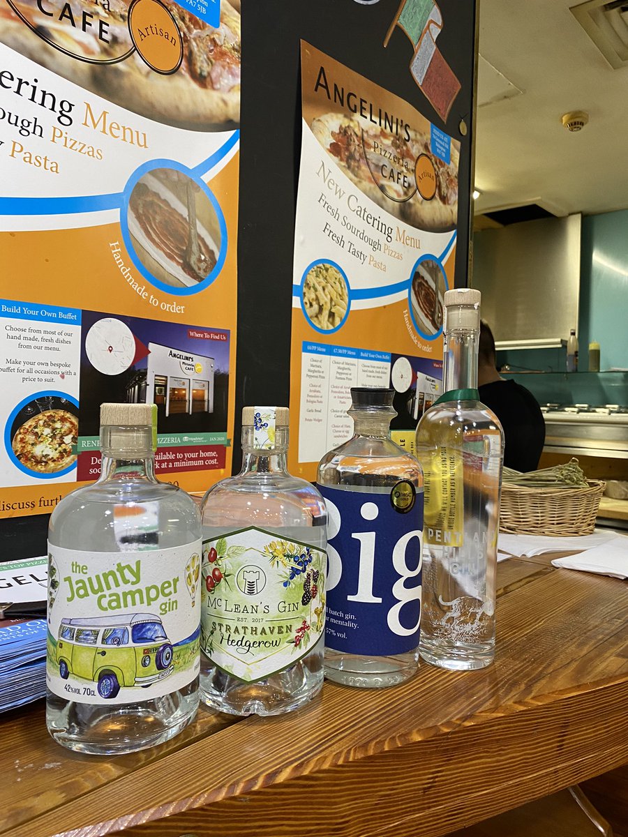alchemists_the's tweet photo. Back in the saddle … cracking gin tasting at @angelinis_pizza this afternoon with some great gins from @LanarkshireLar1
@biggargin @PentlandGin #mcleans #jauntycamper https://t.co/BMqNPdGT23