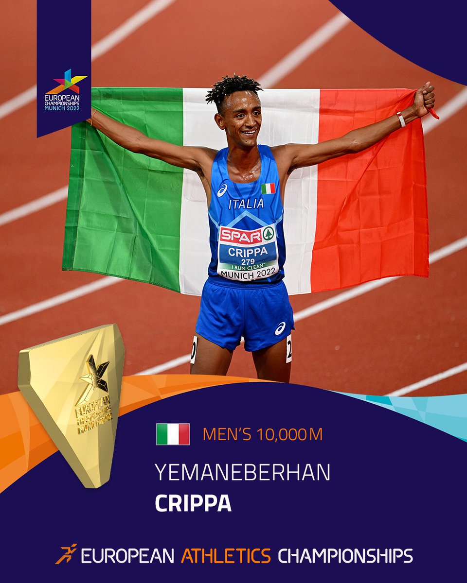 Congratulations Yemaneberhan Crippa 🇮🇹 Men's 10.000m European Champion! #Munich2022 @euro_champs @euroathletics