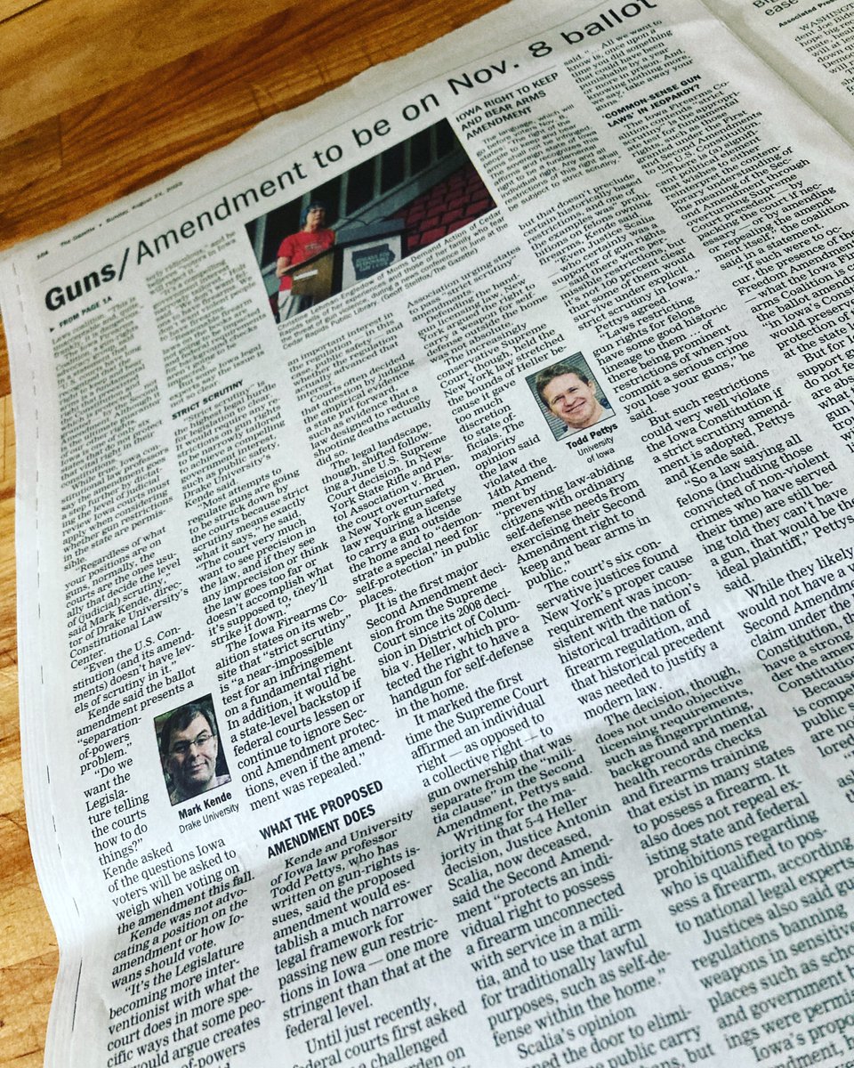 LevinforIowa's tweet photo. I recommend spending some time with page 10A of @TheGazette today. Excellent, clear, accurate article on the gun amendment that will be on the back of our Iowa ballots this fall.
#GunSenseCandidate #considercompassion #iadist89 #levinforiowa https://t.co/WULd5AcPSO