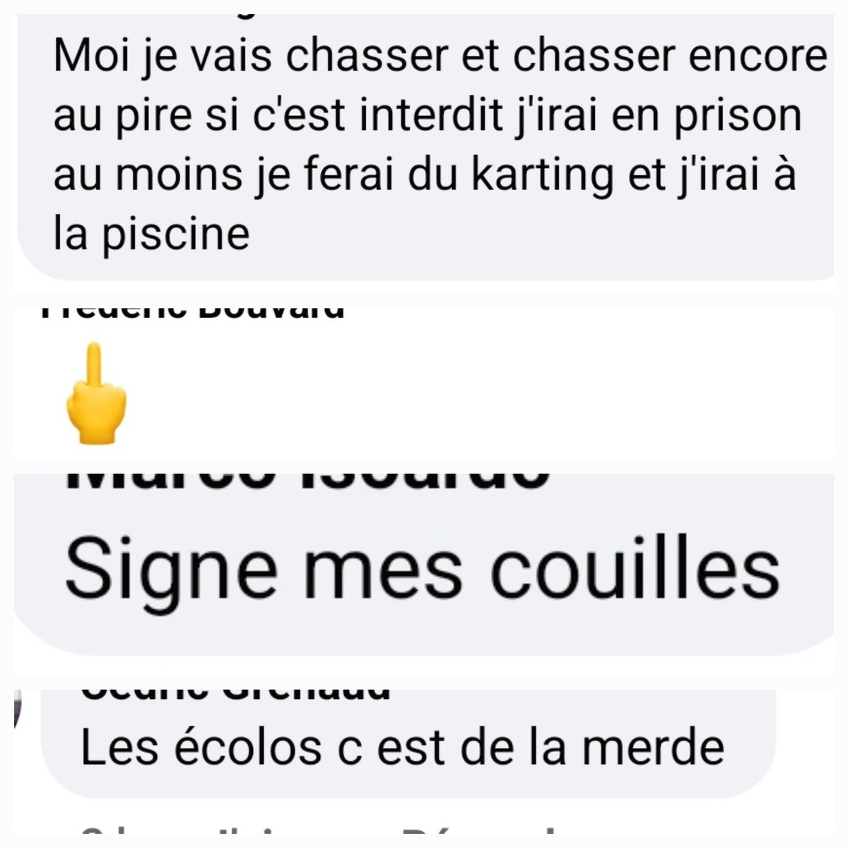 hibiscus611's tweet photo. Quand tu parles de la petition à des chasseurs ...ils sont délicats..autant que dans leur manière de "prélever" @laurentbaheux @CaccContact @unjour1chasseur @RurauxC @Fut_Fut_Bistrot @onevoiceanimal @LaTirons @HenryJeanServat https://t.co/CdaUOjOGNs