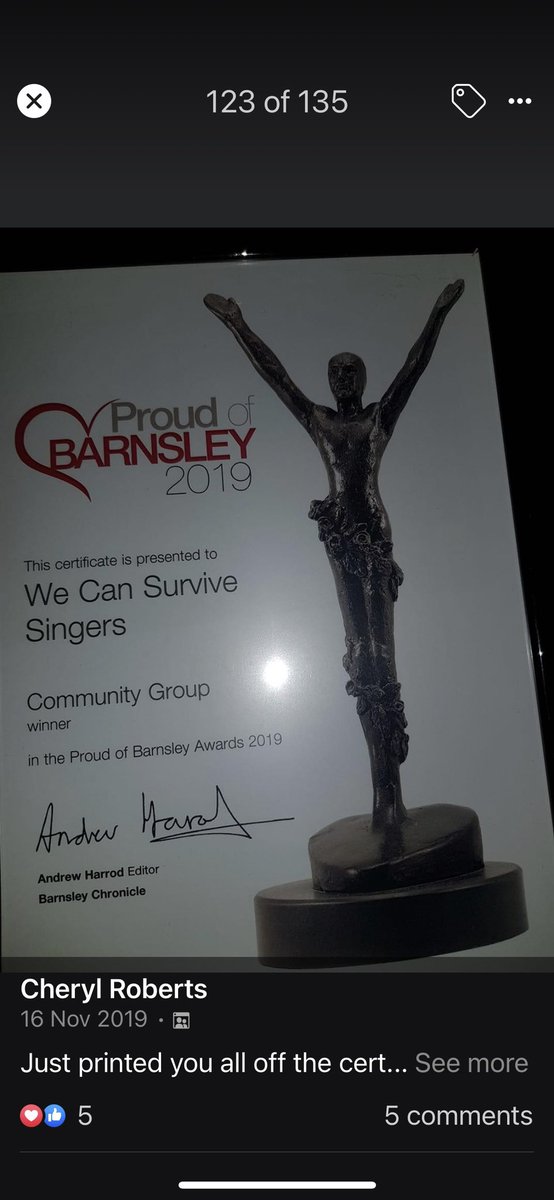 SurviveSingers's tweet photo. Winners of the Proud of Barnsley Community Award 2019 🥰🥰🥰 #wecansurvivesingers https://t.co/1fh3oGCq3q