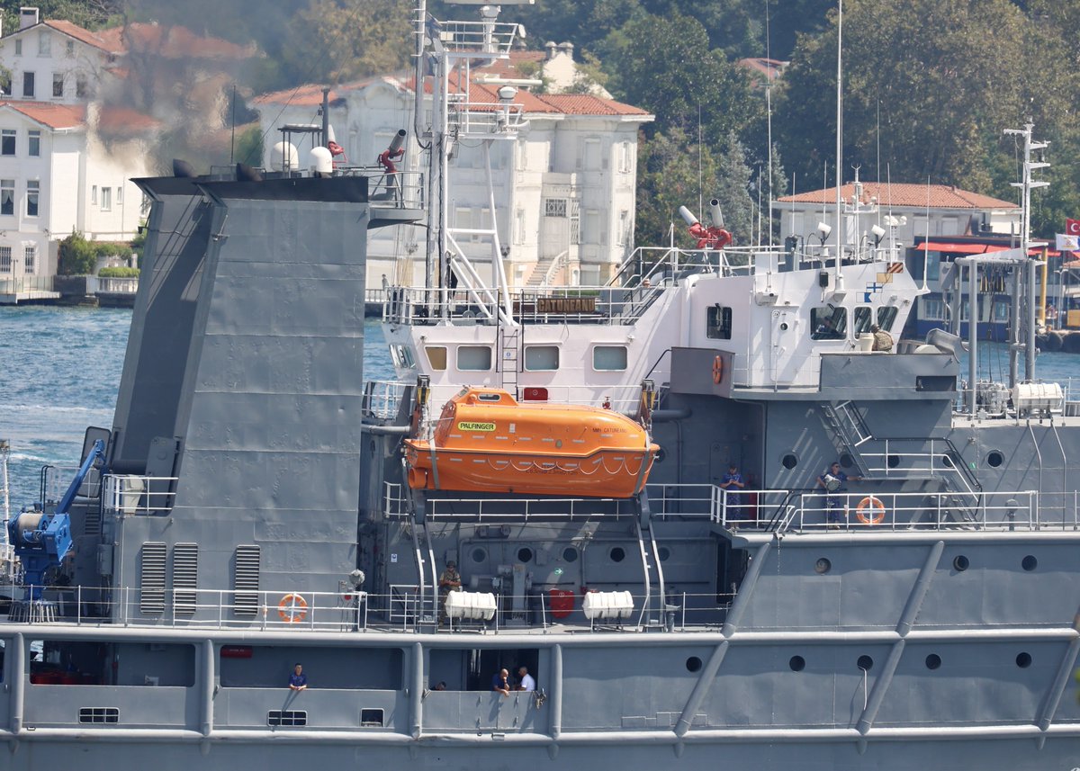 YorukIsik's tweet photo. Romanian Navy’s Constanta based Maritime Hydrographic Directorate research ship Capt. Cdor. Alexandru Cătuneanu (x-Hercules) transited Bosphorus towards Med to participate in the naval exercises #REPMUS22 & #DYMS22. #WeAreNATO https://t.co/oLPTi8cTJS