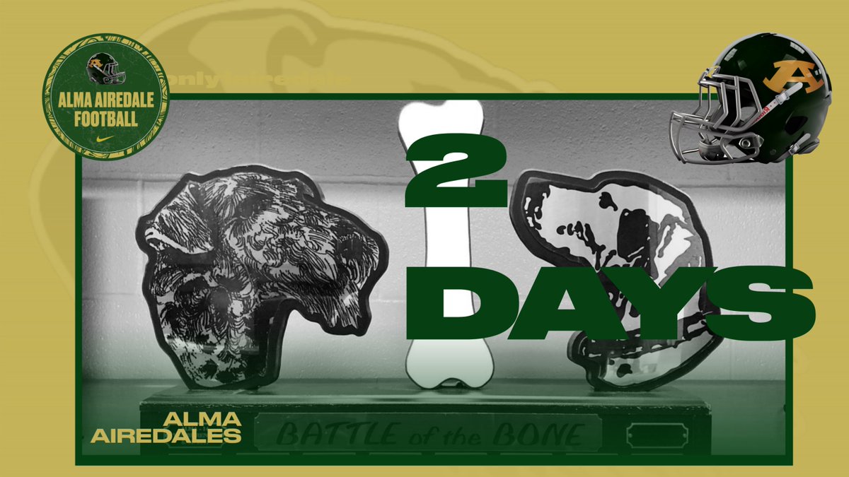 Alma_fball's tweet photo. Tuesday is coming in hot! Be ready! #only1airedale #battleofthebone https://t.co/XLge6xNS8e