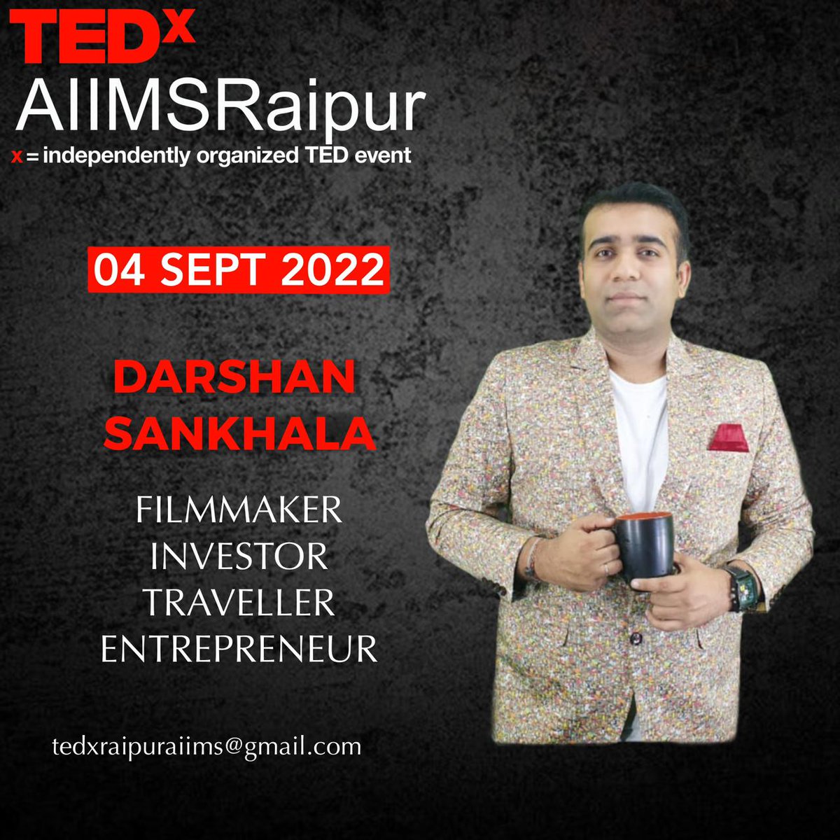 sankhala_darsh's tweet image. Speaking at @TEDx  on 4 September 
See you there if you are in @aiims_rpr on 4th September.

#TedX #darshansankhala #raipur