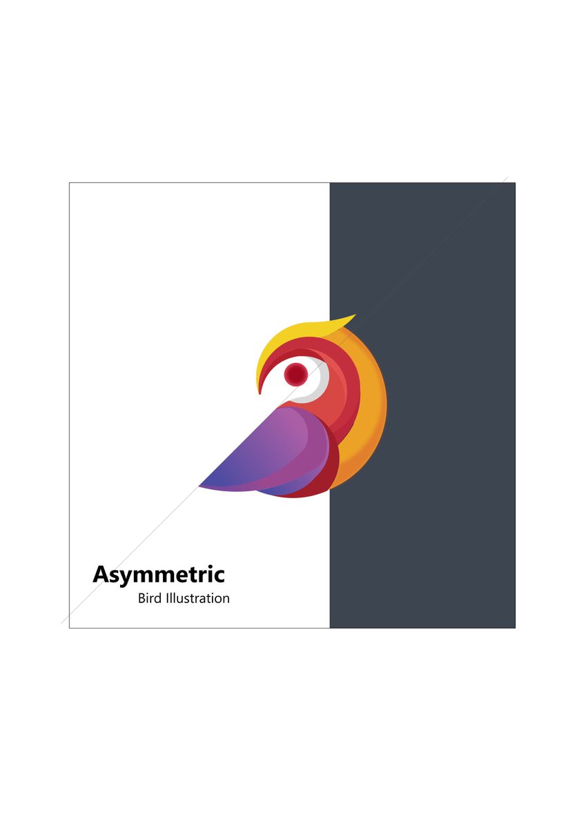 An asymmetric bird illustration