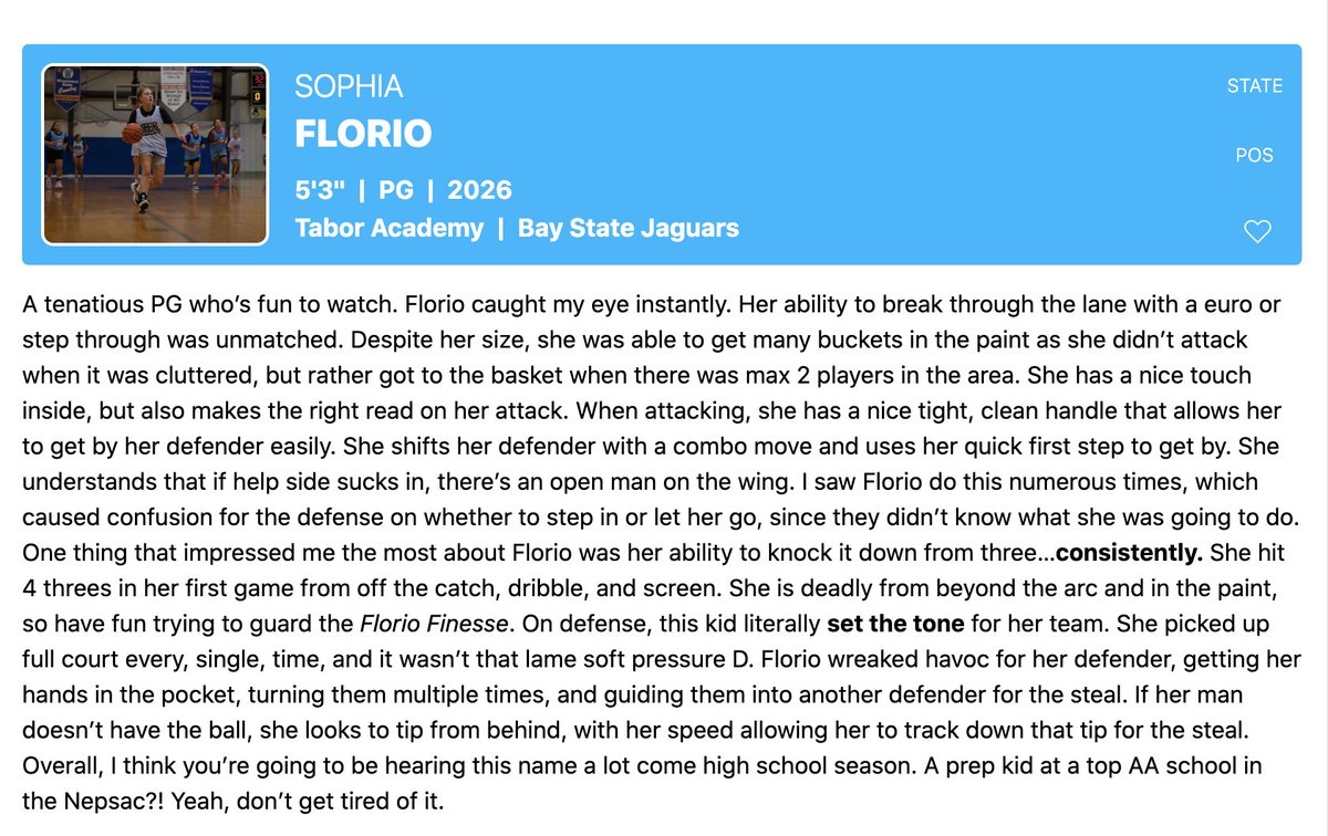 NEPSGBCA (@nepsgbca) on Twitter photo Returning Class AA Champions Tabor Academy have added Sophia Florio to their already loaded roster 🍿<a href="/SophHoops/">Sophia Florio</a> <a href="/taborathletics/">Tabor Athletics</a> Returning Class AA Champions Tabor Academy have added Sophia Florio to their already loaded roster 🍿<a href="/SophHoops/">Sophia Florio</a> <a href="/taborathletics/">Tabor Athletics</a>