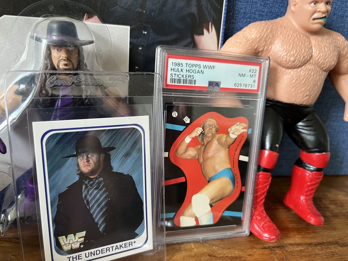 **STAY TUNED** Giveaway coming soon for all this stuff including a PACK FRESH Undertaker Rookie.  Can't wait to send this to a #wrestlingcollector.
#wrestlingcards #thehobby #Undertaker #WrestlingCommunity #Giveaway #collectawrestlepalooza #Rookie #StayTuned #ComingSoon #hobby