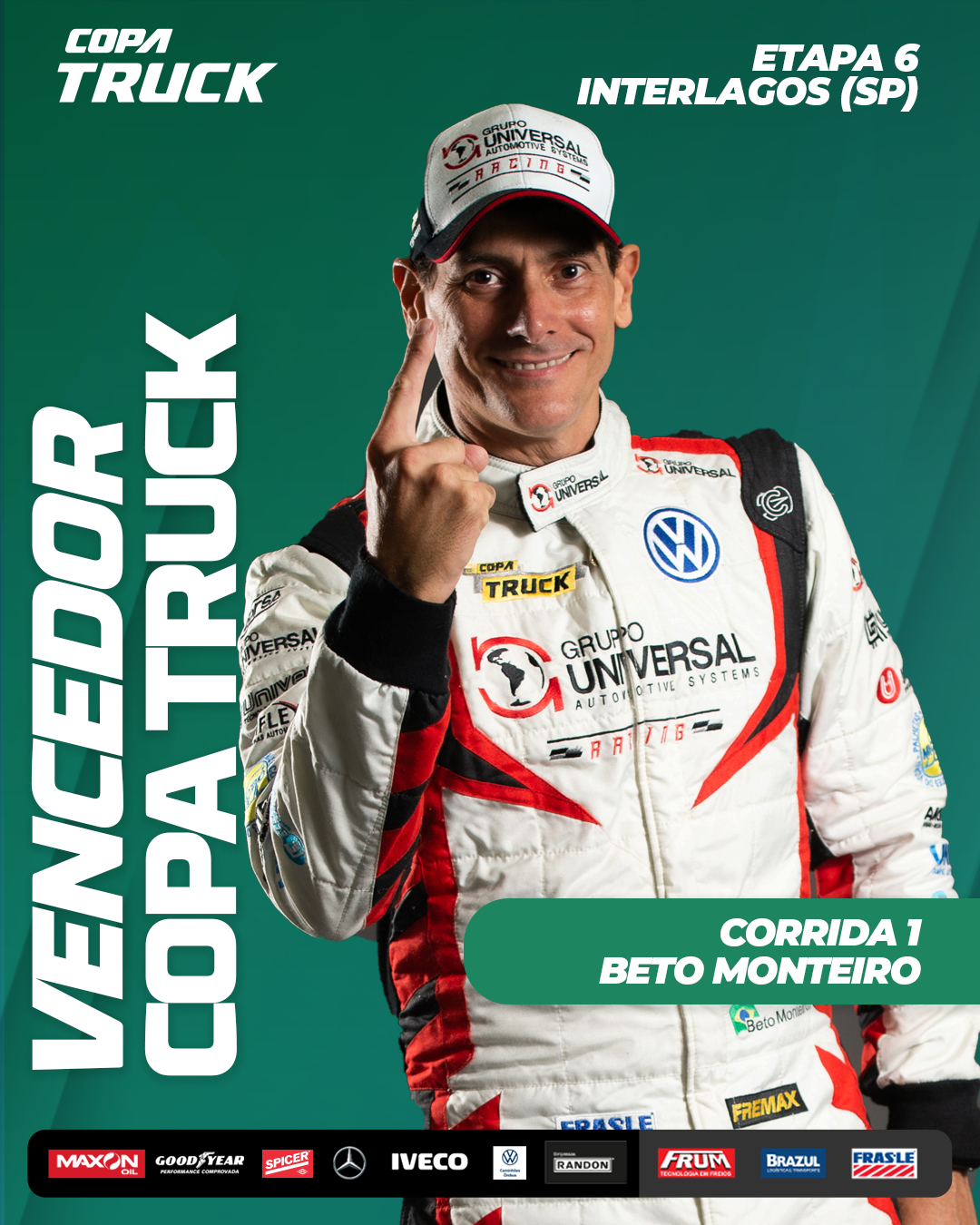 Beto Monteiro conquista três pódios na Copa Truck em Tarumã com a