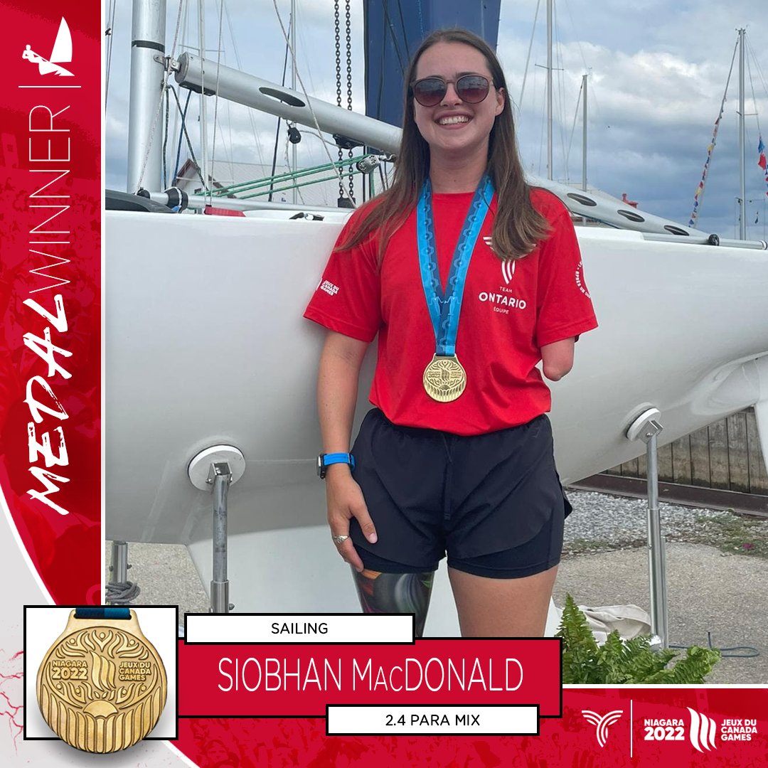 GoTeamOntario's tweet photo. MEDAL ALERT 🚨

An impressive week of racing from Siobhan MacDonald (Toronto, Ont.), who took home top spot in each of her eight races to conquer the field in convincing fashion with 🥇 in the 2.4m para mix event! ⛵

#GoTeamO⭕ | #CGSailing https://t.co/URAqNROb70