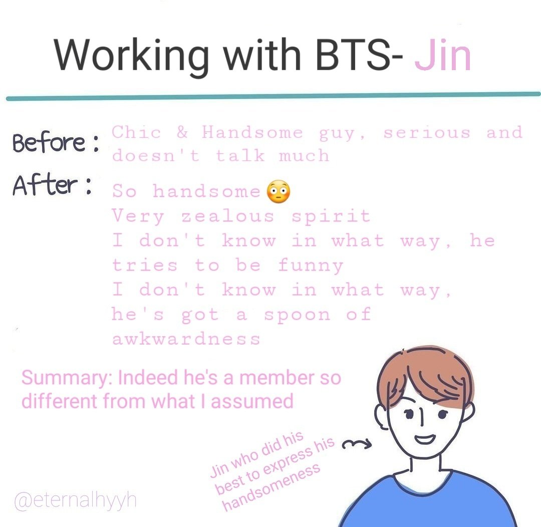 eternalhyyh's tweet photo. [ENG]
Thoughts on seeing @BTS_twt in real by a non-army staff who worked with them for a commercial in 2020

#RM🐨 #JIN🐹 #SUGA🐱 #JHOPE🐿 + https://t.co/tBlO5MbIJY