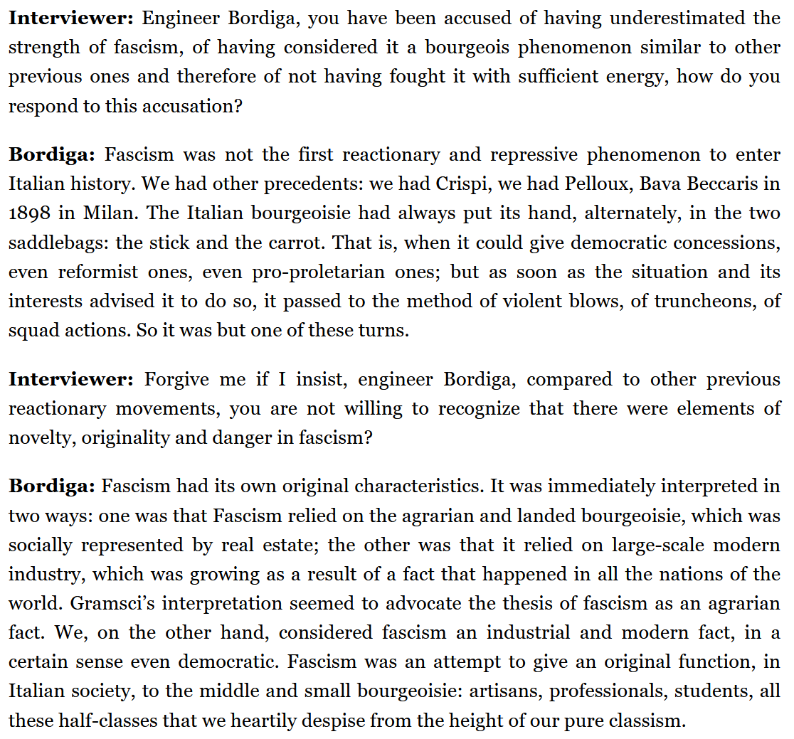 QuoteCommunists's tweet image. from the only interview of Bordiga